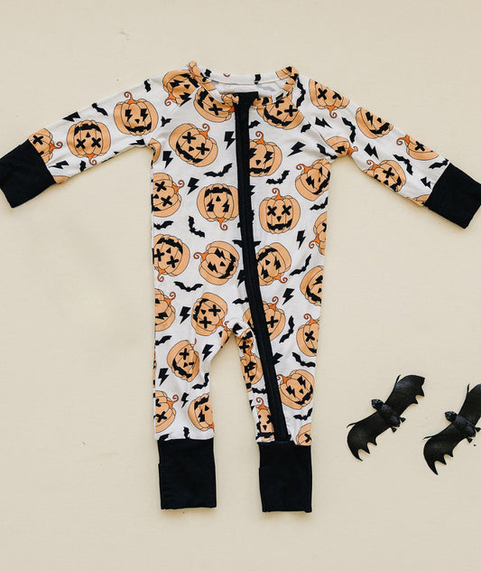 Bamboo Halloween Zip Romper | Black